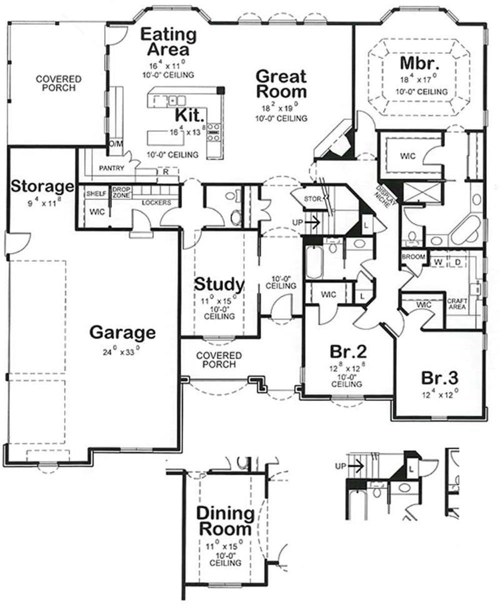 Floor Plan First Story of Country Plan #120-2122